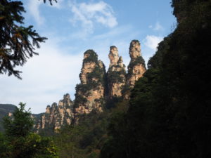 Hiking the deserted trail up to Tianzi Shan